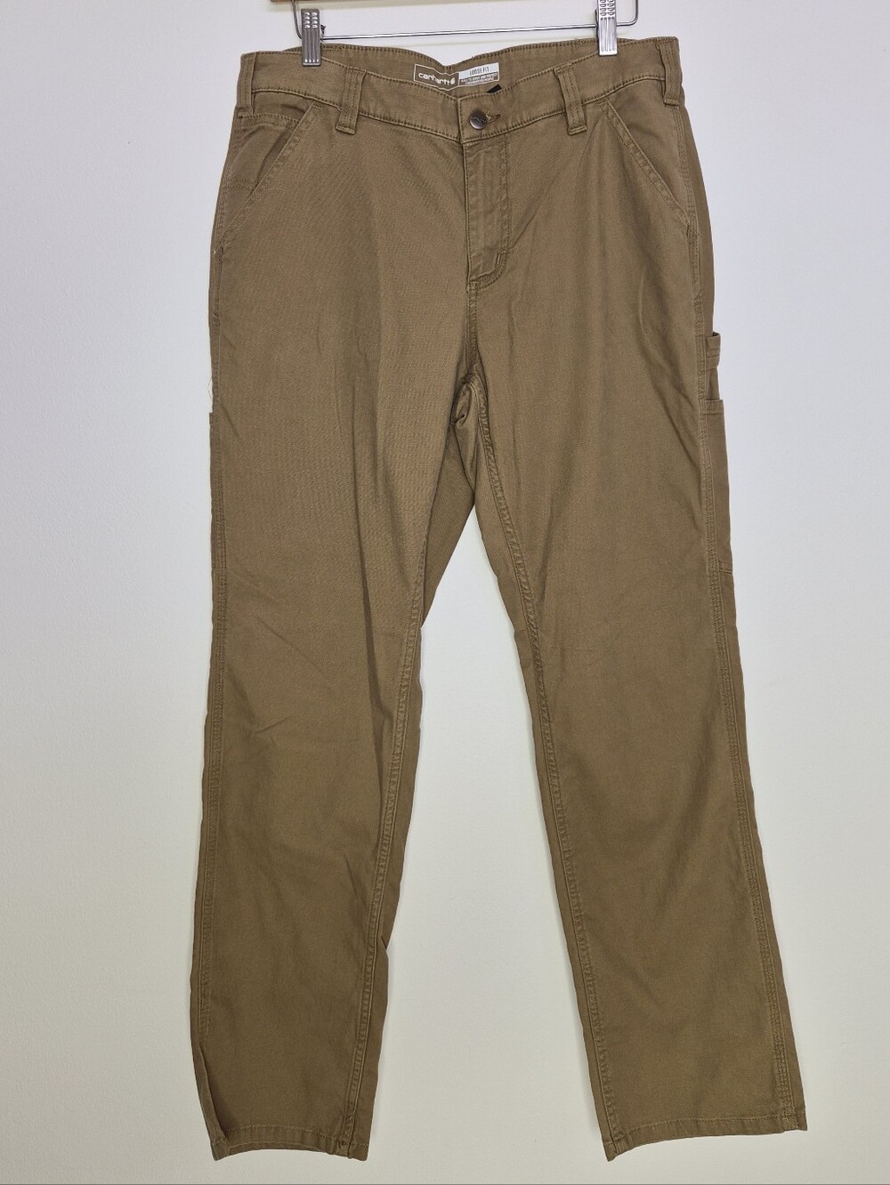 Carhartt Rugged Flex Loose Fit Canvas Work Pants Womens Size 12 Regular Khaki